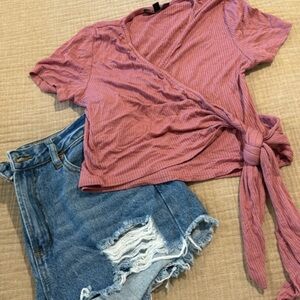 Lulu's Mauve Wrap Blouse